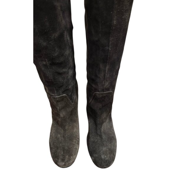 SAN FREDIANO Brown Suede Leather Knee High Heeled Boots US 7 Made In Italy - Picture 3 of 16